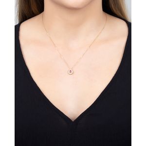 Gargantilha Ouro 18k 750 Gota Turmalina Rosa