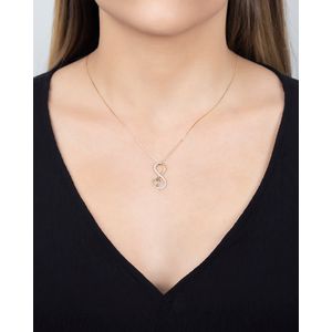 Gargantilha Infinito Zircônias Coração Ouro 18k 750