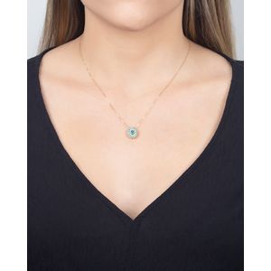 Gargantilha Oval Topázio Sintético e Zircônias Ouro 18k 750