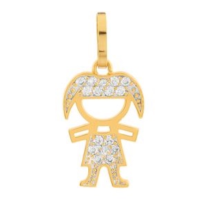 Pingente Menina Zircônia Ouro 18k 750