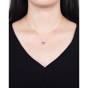Gargantilha Coração Azul Ouro 18k 750