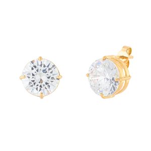 Brinco Ponto de Luz Zircônia 10mm Ouro 18k 750