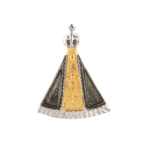Pingente Nossa Senhora Aparecida Tricolor Ouro 18k 750