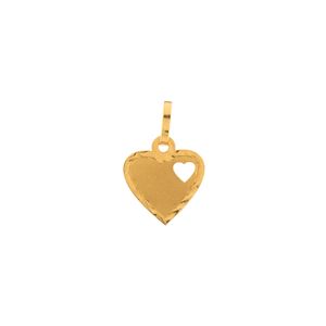 Pingente Coração Diamantado Fosco e Liso Ouro 18k 750