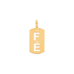 Pingente Placa Fé Ouro 18k 750