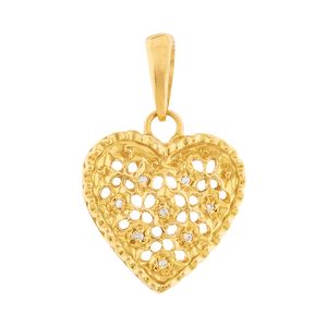 Pingente Coração 8 Diamantes Ouro 18k 750