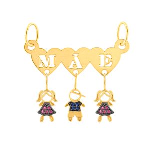 Pingente Canga Mãe e Filhos Ouro 18k 750