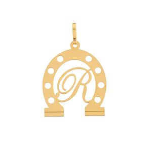 Pingente Ferradura Letra Ouro 18k 750
