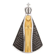 Pingente Nossa Senhora Aparecida Bicolor com Espinélios Ouro 18k 750