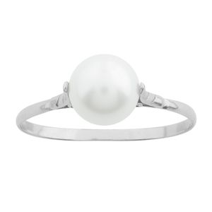 Anel Pérola 7-7,5mm Ouro Branco 18k 750