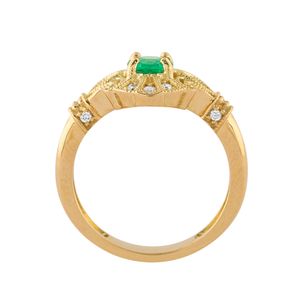 Anel Formatura Losango Esmeralda com Diamantes Ouro 18k 750