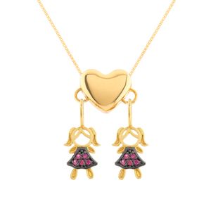 Gargantilha Coração Meninas Zircônias Ouro 18k 750