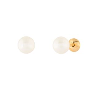 Brinco Infantil Ouro 18k 750 Pérola 4mm