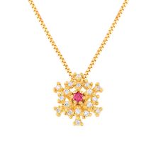 Gargantilha Flor de Rubi com Diamantes Ouro 18k 750