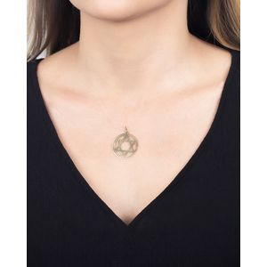 Pingente Estrela de Davi Aro Duplo Vazado Ouro 18k 750