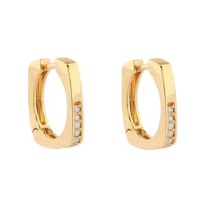 Brinco Argola Quadrada 18 Diamantes Ouro 18k 750