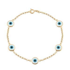 Pulseira Olho Grego Redondo Ouro 18k 750