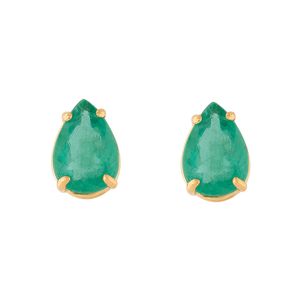Brinco Gota Esmeralda Ouro 18k 750