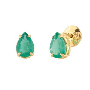 Brinco Gota Esmeralda Ouro 18k 750