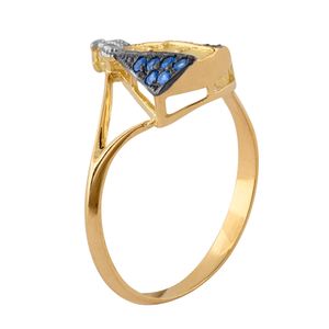 Anel Nossa Senhora Aparecida Safiras Sintéticas Ouro 18k 750
