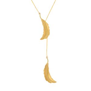 Gargantilha Duas Folhas Ouro 18k 750