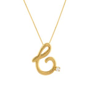 Gargantilha Letra C com Diamante Ouro 18k 750