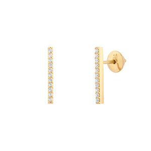 Brinco Palito de Diamantes Ouro 18k 750