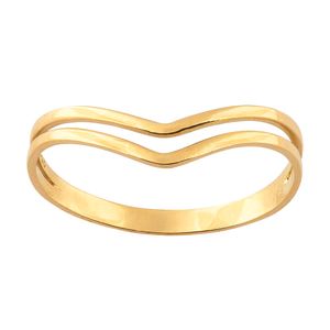 Anel V Duplo Ouro 18k 750
