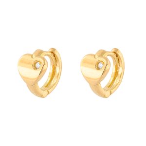 Brinco Argola Coração com Diamante Ouro 18k 750