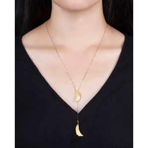 Gargantilha Duas Folhas Ouro 18k 750