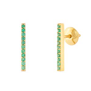 Brinco Palito com Esmeraldas Ouro 18k 750