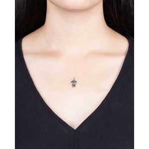 Pingente Menino Ouro 18k 750 e Safiras Sintéticas