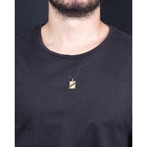 Pingente Placa Trabalhada Fosca e Lisa Ouro 18k 750