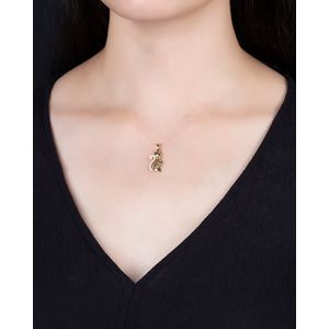 Pingente Gata Rubi Sintético e Zircônias Ouro 18k 750