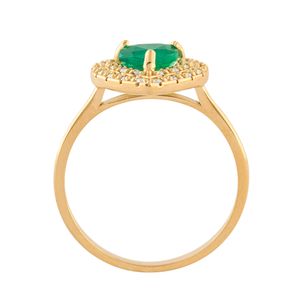 Anel Coração Esmeralda e Diamantes Ouro 18k 750