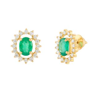 Brinco Esmeraldas e Diamantes Ouro 18k 750
