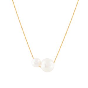Gargantilha Duas Pérolas Ouro 18k 750