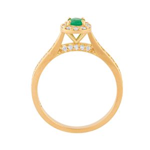 Anel Chuveiro Esmeralda e Diamantes Ouro 18k 750