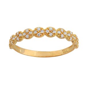 Meia Aliança Florzinhas com Zircônias Ouro 18k 750