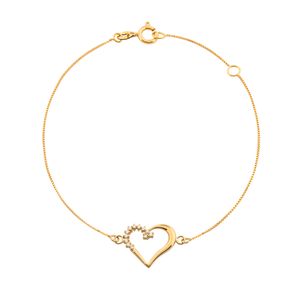Pulseira Coração com Zircônias Ouro 18k 750