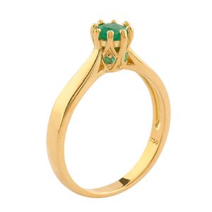 Anel Solitário Esmeraldas Ouro 18k 750