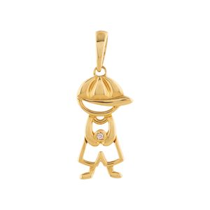 Pingente Menino com Diamante Ouro 18k 750