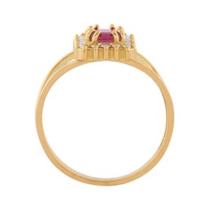 Anel Formatura Vazado Rubi Quadrado Diamantes Ouro 18k 750