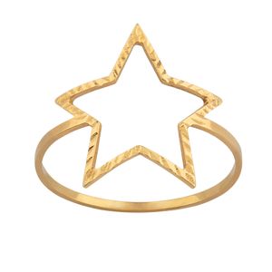 Anel Estrela Vazada Ouro 18k 750