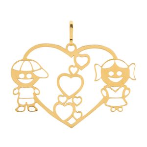 Pingente Coração Casal Ouro 18k 750