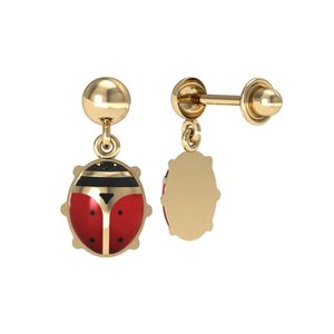 Brinco Joaninha Pendente Ouro 18k 750