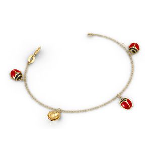 Pulseira Infantil Joaninhas Ouro 18k 750