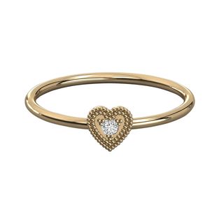 Anel Coração com Diamante Ouro 18k 750