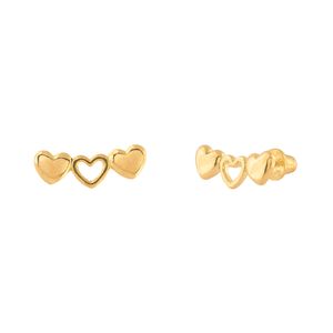 Brinco Trio de Corações Ouro 18k 750