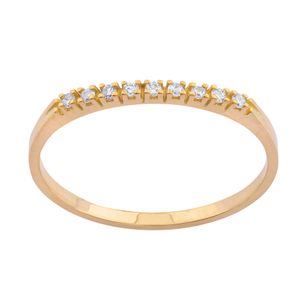 Meia Aliança 9 Diamantes Ouro 18k 750
